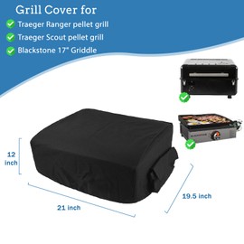Blackhoso Cover for Traeger Ranger Grill, for Traeger Scout Grill, for Blackstone 17" Griddle, Heavy Duty Portable Griddle Cover Accessories for BAC475 Parts, 21" x 19.5" x 12"