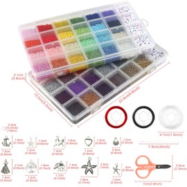 Naler 36550 Cuentas de Colores 2mm Mini Cuenta con 7mm Abalorios Cristal de Letras para DIY Pulseras Collares Bisutería (53 Colores)