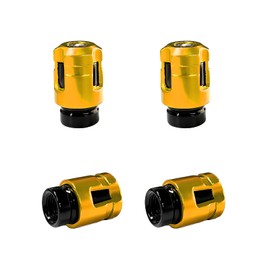 Yourkar 4 PCS Car Tire Valve Stem Caps, Unique Shape Aluminum Alloy Wheel Valve Covers, Corrosion Resistant Leak-Proof Tire Valve Stem Cover, Universal Vehicle Wheel Accessories (Golden)
