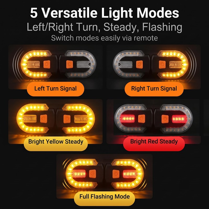 2 Pack Bike Turn Signals,Wireless Bicycle Tail Light USB Rechargeable