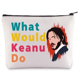 BWWKTOP Keanu Inspired Cosmetic Makeup Bag, Multicolor, Zipper, Waterproof, Letter Print, Travel, Makeup, 9.05" x 23cm x 23cm