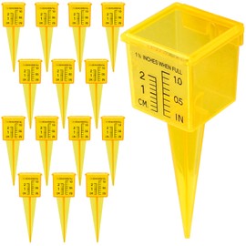 Pletpet 10&15&20P Rain Gauge Outdoor, 1.5" Sprinkler Gauge Lawn Water Gauge for Rain with Wide Mouth Water Measuring Tool for Yard Garden Lawn Decor(15, Yellow)