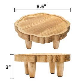 Covzoe 2 Pack Wood Stool Display Stand, 8.5 Inch Small Plant Risers for Decor, Farmhouse Plant Flower Pot Holder, Footed Pedestal Tray for Candles, Soap, Garden, Patio, Home, Kitchen, Bathroom