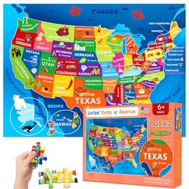 Puzzles for Kids Ages 6-8 8-10 10-12 Year Old - 200 Piece Jigsaw Puzzles for Kids Aged 6 to 12 - United States Puzzle - Colorful Children Puzzles for Girls and Boys Educational Toys