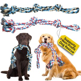 Pacific Pups Products 2 Pack Red & Blue - XL Dog Rope Toy for Aggressive Chewers - Benefits Non-Profit Dog Rescue - Tug of War Dog Toy, Dog Toys for Large Dogs Tough Dog Toys for Aggressive Chewers