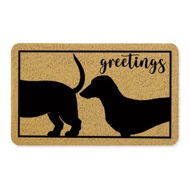 OSLYSOF Funny Dachshund Dog Door Mat, Funny Greeting Dachshund Doormat for Front Door Indoor Outdoor Porch Entrance Entryway, Dachshund Weiner Dog Welcome Mat Outside, 17x30 Inches