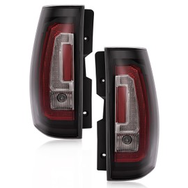 KUAFU C-Shape LED Tail Lights Compatible with 2007-2014 Chevy Suburban Tahoe GMC Yukon XL LED Taillights Rear Stop Brake Signal Lamps (Smoke Lens+Black Housing) Replacement for GM2800196, GM2801196