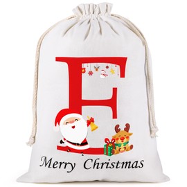 OLIKER Christmas Gift Bags,Christmas Santa Sack, Monogrammed Drawstring Bag, Christmas Party Supplies, Christmas Decorations 11.81 inch x 15.74 inch (E)