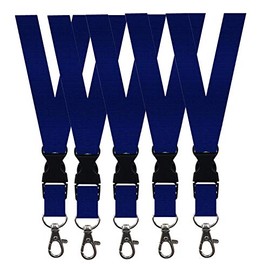 5 Pack Neck Safety Lanyards Detachable Buckle Enhanced Model Hook Breakaway Strap Quick Release Lanyard for ID Badge Holders,Key,Women Men Cell Phones USB Whistles - Dark Blue
