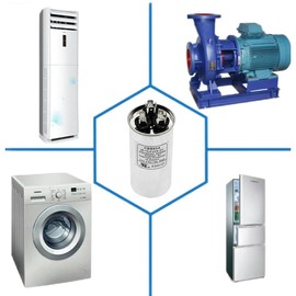 45+5 µF 45/5 MFD ±6% 370V/440VAC CBB65 Dual Run Circular Start Capacitor for Condenser Straight Cool, Heat Pump Air Conditioner, AC Motor, AC Motor Run, Fan Start