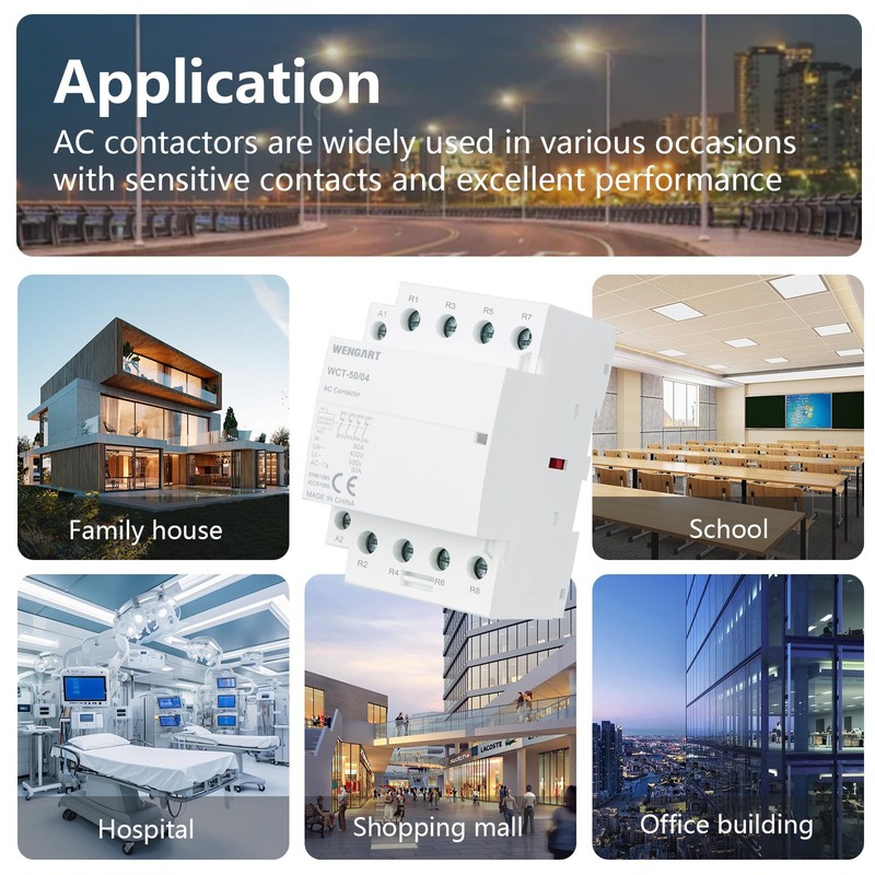 Wengart Compact AC Contactor WCT-50, 4NC AC230V 50A, Built for