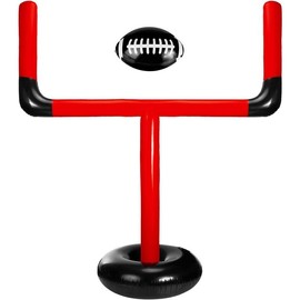 Inflatable Jumbo Football Set with Ball Football Target, Goal Post & Football Accessories for Outdoor Sport and Fun - Color: Red, Black