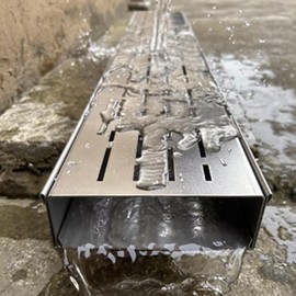 Channel Drainage Trench Drain System, Heavy Duty Stainless Steel Channel Drain Kit, Floor Trough Guttering for Patio Deck Bathroom, Easy to Install(10x3cm(4x1 1/8"))
