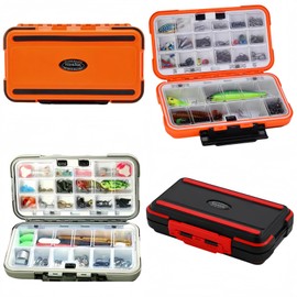 Waterproof Fishing Tackle Box, Waterprays, Organizer with Removable Dividers (orange)