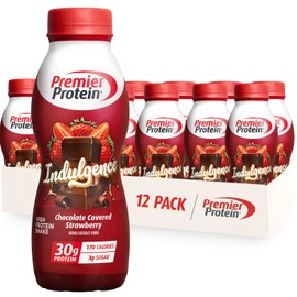 Premier Protein Indulgence Protein Shake, 30g Protein, 3g Sugar, Chocolate Covered Strawberry, 11.5 fl oz, Pack of 12