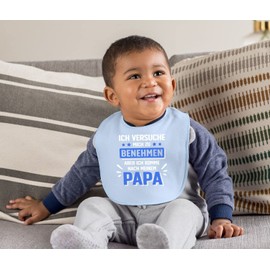 MoonWorks® Baby Bib Large Printed with Saying Ich versuche mich zu benehmen Funny Sayings Baby Bib, Behavior boys light blue