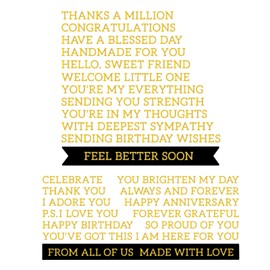 ORIGACH 2 Pcs Inspirational Sentiments Words Hot Foil Plate Positive Words Metal Foil Plates Embossing Template for Card Making DIY Scrapbooking Photo Album Decorative