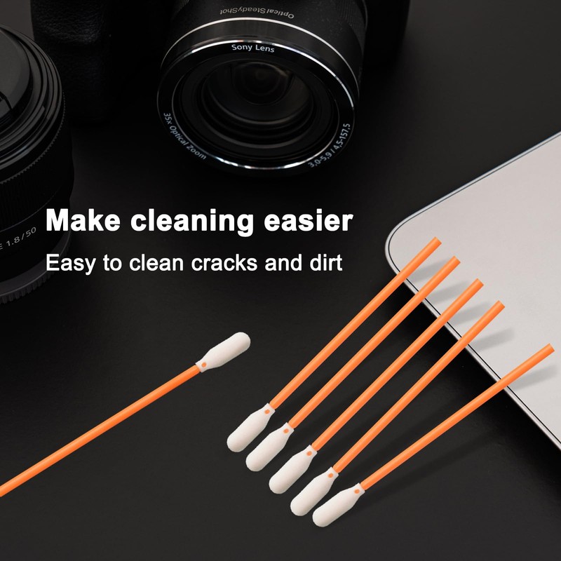 Wellgler's 3.65'' Lint Free Foam Cleaning Swabs,Multi-Purpose Detailing Foam Tip