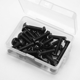 M5 x 18 mm Rounded Head Screws with Hexagon Socket 304 Stainless Steel Black Oxide Full Thread Flat Head Screws (Pack of 30)