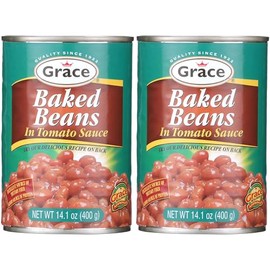 Grace Baked Beans 14oz - 2 Pack Canned Baked Beans - Source of Plant Based Protein & Fiber, Gluten Free, Low Fat