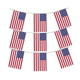 MEGA VALUE 3 x Packs 36 Foot 33 Flags Quality USA America Flag Bunting Party Decoration Banner 4th July US Independence Day Bunting