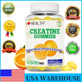 I Love Health Creatine Chews 1500mg Creatine Monohydrate Gummies,120 Count Fruit Orange Flavor