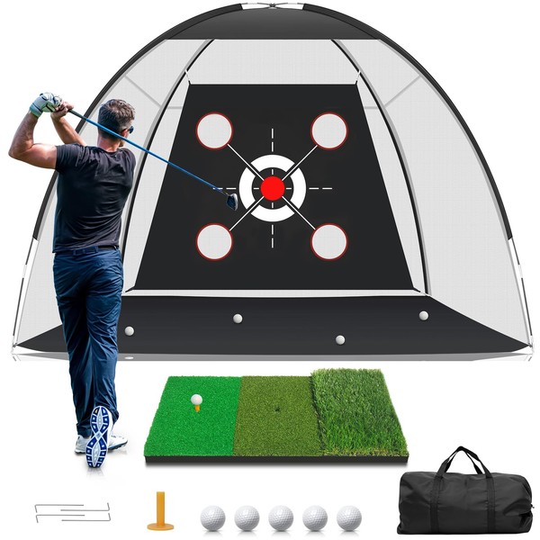KLAODOT KLAODOT Golf Net with Practice Mat,Golf Hitting Aid Nets