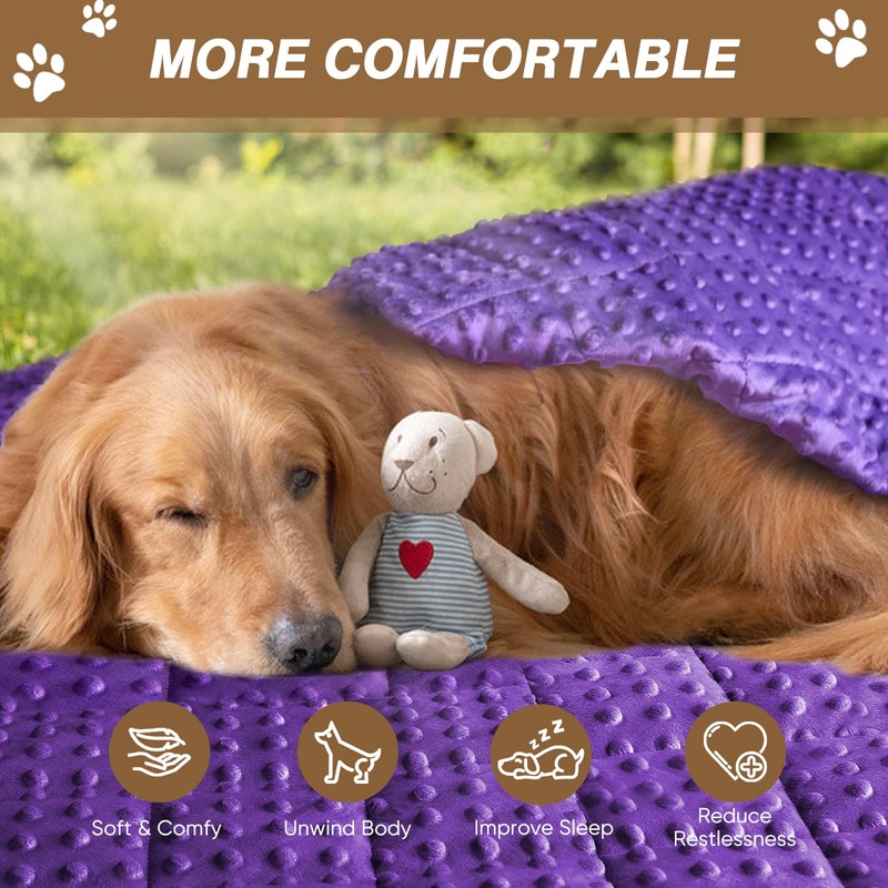 Yescool Purple Weighted Blanket for Dogs,3 lb Thunder Blanket for