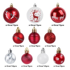 Pack of 100, Plastic Christmas Tree Baubles, Red and White