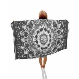 Bohemian Boho Black Floral Flower Microfiber Oversized Beach Towels, 250 GSM Absorbent Lightweight Quick-Dry Sand Free Large Beach Towel, Yoga Pool Gym Camping Travel Towel for Adults Kids(30x60inch)