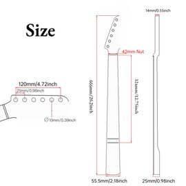 Strats Guitar Neck 22 Frets, 25.5'' Mahogany Modern C Shape Electric Guitar Neck with Medium Jumbo Fret for ST Style Guitar Parts Replacement