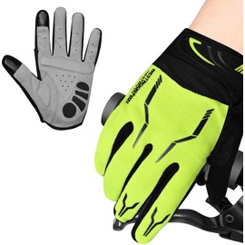 WESTWOOD FOX WFX Cycling Gloves Full Finger Mountain Bike Gloves Touchscreen MTB Gloves Padded Anti-Slip MTB Road Biking Sports Gloves for men and women (Neo Green, S)