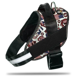 DOGGYKINGDOM No-Pull Dog Harness with Patch Panels and Handle, Adjustable, Reflective, Easy On Heavy Duty Service Dog Vest for Medium Large Small Sized Dogs - USA, XS 5-9 lbs
