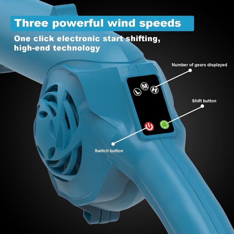 Cordless Leaf Blower, 320 CFM 180 MPH 3 Speed Lightweight