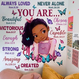 Black Girl Magic Wall Decor Stickers Inspirational Quotes for Girls Bedroom, Peel and Stick Motivational Saying Wall Decal Vinyl Art for Kids Rooms (Style-02)
