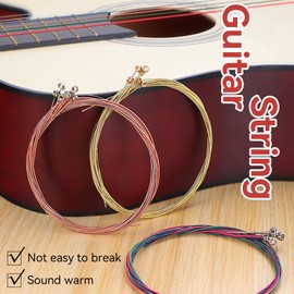 3Pcs 6 String Acoustic Guitar Strings with 0.46mm 8 Picks Set for Electric Acoustic Guitar Beginners Performers 6 Strings Set Steel String Gold/Brass/Multicolor Guitar String Replacement