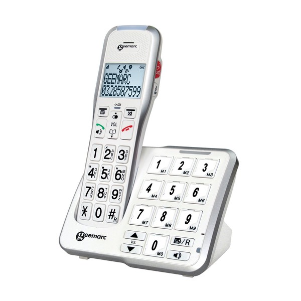 Geemarc Amplidect 595 Photo - Amplified Cordless Telephone with Answering Machine, Customisable Photo Memories and SOS Function - Medium to Severe Hearing Loss - Hearing Aid Compatible - UK version