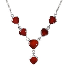 Franki Baker Facetted Natural Carnelian Stones and 925 Sterling Silver Chain Necklace
