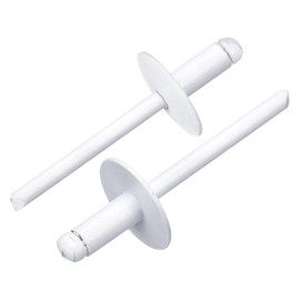 sourcing map 50Pcs 3/16"x3/8" Aluminum Blind Rivets, Aluminum Grip and Steel Mandrel, Large Flange Fastener Rivets for Metal, Furniture, Automotive, White