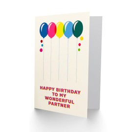 Artery8 Happy Birthday to my Wonderful Partner Colourful Balloons Rainbow Non Binary Gender Neutral Card
