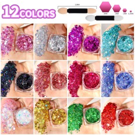 Teenitor Body Glitter Face Glitter mixed size glitter gel 3mm+1mm+0.2mm Multicolor