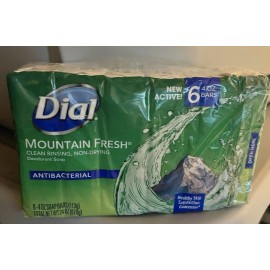 Dial Antibacterial Bar Soap Odor Protection Mountain Fresh 4 oz 6 Bars