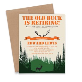Hunting Retirement Party Invitation, Modern Retirement Party Invites, Your choice of Quantity and Envelope Color