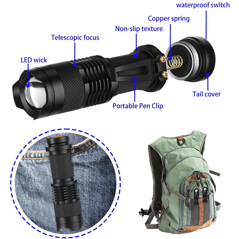 Honoson 4 Packs Hunting Light Flashlights LED Torch with 3