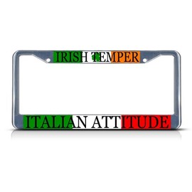 Fastasticdeals Irish Temper Italian Attitude Heavy License Plate Frame Tag Holder Cover