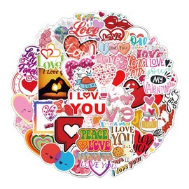 50 Pcs Love You Vsco Stickers, Waterproof Vinyl Stickers for Water Bottles, Aesthetic Stickers for Laptop Phone Skateboard, Valentine's Day Anniversary Wedding Decorative Graffiti Decals by RuiChy