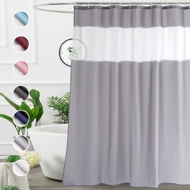 UFRIDAY 36x72 Inch Stall Size Shower Curtain, Polyester Bathroom Curtain with Rustproof Metal Grommets, Water Resistant, Weighted Bottom Hem, Machine Washable,Grey