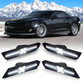 D-Lumina Luces LED Laterales de Marcador con Lente Ahumado para Chevy Camaro 2010 2011 2012 2013 2014 2015, Estilo X Patente Pendiente Camaro de 5ta Generación Luces LED Laterales Delanteras y