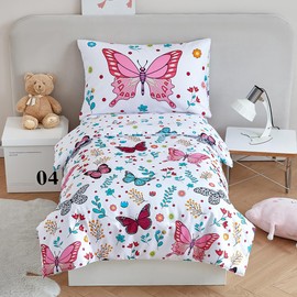 STYHO Kids Duvet Cover Set Double White Pink Girls Butterfly Bedding Set Ultra Soft Reversible Colorful Floral Duvet Set for Teens Children(Butterfly, Double)