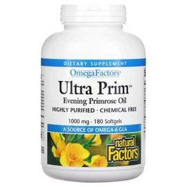 Natural Factors Omega Omega Ultra Prim Evening Primrose Oil 1000mg 180, 1 piece, 180 tablets / 내추럴팩터스 오메가 Omega Ultra Prim 달맞이꽃 이브닝 프라임로즈 오일 Evening Primrose Oil 1000mg 180, 1개, 180정